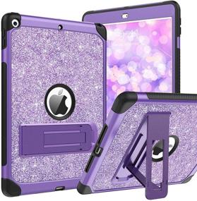 img 4 attached to BENTOBEN iPad Case: Glitter Sparkly 3-Layer Shockproof Kickstand Protective Cover for iPad 9th/8th Gen - Purple (2020/2021)