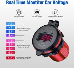 img 2 attached to 🚗 Waterproof Dual USB Car Power Outlet 12V/24V with Quick Charge 3.0, LED Voltmeter – Ideal for Car, Marine, Boat, Motorcycle, Truck, RV and More (Red)