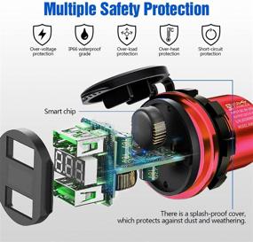 img 1 attached to 🚗 Waterproof Dual USB Car Power Outlet 12V/24V with Quick Charge 3.0, LED Voltmeter – Ideal for Car, Marine, Boat, Motorcycle, Truck, RV and More (Red)