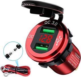 img 4 attached to 🚗 Waterproof Dual USB Car Power Outlet 12V/24V with Quick Charge 3.0, LED Voltmeter – Ideal for Car, Marine, Boat, Motorcycle, Truck, RV and More (Red)