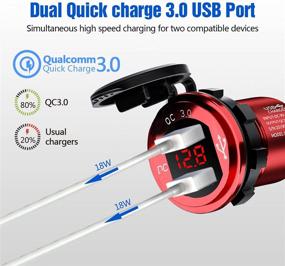 img 3 attached to 🚗 Waterproof Dual USB Car Power Outlet 12V/24V with Quick Charge 3.0, LED Voltmeter – Ideal for Car, Marine, Boat, Motorcycle, Truck, RV and More (Red)