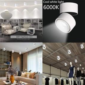 img 3 attached to 360° Adjustable LED Indoor Ceiling Spotlight - Surface Mounted COB Lighting - 10W LED Warm White Light 3000K/Cool White 6000K Ceiling Downlight - Aluminum Wall Lamp Swivel (White, 6000K Cool White)