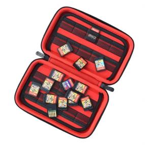img 2 attached to Secure and Stylish Game Card Storage Case for Nintendo Switch, PS Vita, SD Cards - Black/Red