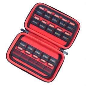 img 3 attached to Secure and Stylish Game Card Storage Case for Nintendo Switch, PS Vita, SD Cards - Black/Red