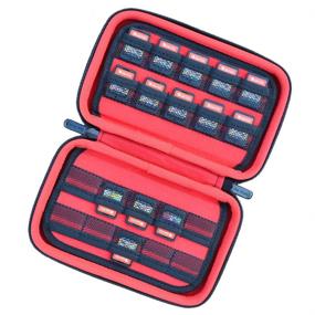 img 4 attached to Secure and Stylish Game Card Storage Case for Nintendo Switch, PS Vita, SD Cards - Black/Red