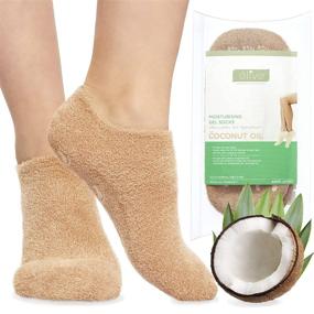 img 4 attached to 🧦 Moisturizing Socks for Dry Cracked Feet - Coconut Oil Infused Silicone Lined, Foot Mask Care Spa Gel Sock, Cold Therapy, No Cream Lotion Treatment, Heel Socks for Healing and Repairing Heels, Size 8.7
