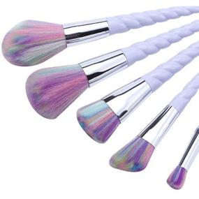 img 2 attached to 🦄 AMMIY Unicorn Makeup Brushes: 10pcs Colorful Bristles, Unicorn Horn Shaped Handles – Fantasy Makeup Brush Set with Cute Iridescent Carrying Case