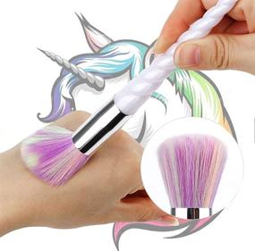 img 3 attached to 🦄 AMMIY Unicorn Makeup Brushes: 10pcs Colorful Bristles, Unicorn Horn Shaped Handles – Fantasy Makeup Brush Set with Cute Iridescent Carrying Case
