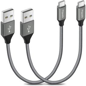 img 4 attached to 🔌 etguuds 2-Pack, 1футовый USB C-кабель – быстрая зарядка, плетеный нейлоновый зарядный кабель для Samsung Galaxy S20/S10/S9/S8/Note/A80/A70/A50/A40/A20/A10e