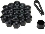 🔩 20 pcs plastic car wheel nut lug covers with removal clip - black, 19mm inner hex width car wheel bolt dust cap logo