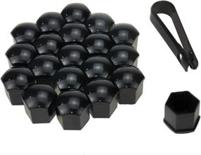 img 4 attached to 🔩 20 Pcs Plastic Car Wheel Nut Lug Covers with Removal Clip - Black, 19mm Inner Hex Width Car Wheel Bolt Dust Cap