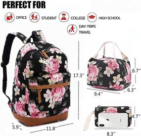 img 3 attached to 🌸 Lmeison Floral Canvas Backpack Set - Flower Bookbag for Teen Girls with 15 Inch Laptop Pocket