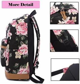 img 2 attached to 🌸 Lmeison Floral Canvas Backpack Set - Flower Bookbag for Teen Girls with 15 Inch Laptop Pocket