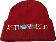 🧣 winter warmth in style: fwjsky astroworld embroidered stretchy knit beanie hat for unisex logo