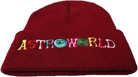 img 1 attached to 🧣 Winter Warmth in Style: Fwjsky Astroworld Embroidered Stretchy Knit Beanie Hat for Unisex