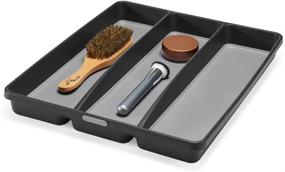 img 2 attached to 🍴 madesmart Classic Utensil Tray - Granite, CLASSIC COLLECTION, 3-Compartment Kitchen Organizer, Non-slip Lining, Rubber Feet, Easy to Clean, BPA-Free Large