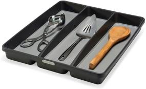 img 3 attached to 🍴 madesmart Classic Utensil Tray - Granite, CLASSIC COLLECTION, 3-Compartment Kitchen Organizer, Non-slip Lining, Rubber Feet, Easy to Clean, BPA-Free Large