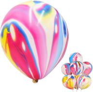 🌈 50 pcs 12-inch tie dye balloons - rainbow agate marble latex swirl balloons for helium - tie dye birthday decorations and hippie party supplies logo