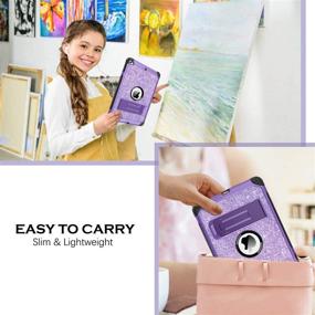 img 2 attached to 💜 YINLAI iPad Mini Case - Glitter Sparkly Tablet Cover for iPad Mini 5/4, Purple - Heavy Duty, Shockproof, Kickstand - Ideal for Girls, Women & Kids