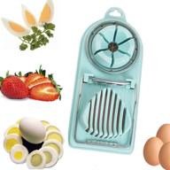 🥚 egg slicer for hard boiled eggs - versatile stainless steel cutter with 2 slicing styles (sky blue) logo