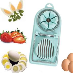 img 4 attached to 🥚 Egg Slicer for Hard Boiled Eggs - Versatile Stainless Steel Cutter with 2 Slicing Styles (Sky Blue)