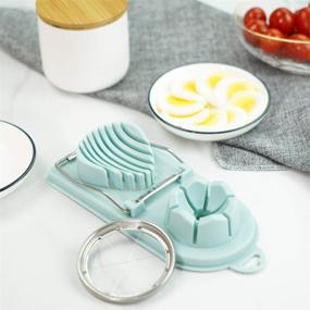 img 3 attached to 🥚 Egg Slicer for Hard Boiled Eggs - Versatile Stainless Steel Cutter with 2 Slicing Styles (Sky Blue)