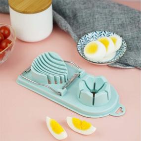 img 1 attached to 🥚 Egg Slicer for Hard Boiled Eggs - Versatile Stainless Steel Cutter with 2 Slicing Styles (Sky Blue)