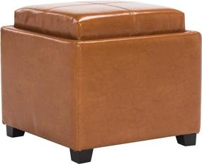 img 2 attached to Safavieh Collection Harrison Leather Ottoman Furniture in Accent Furniture