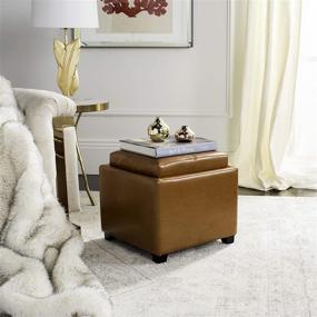 img 4 attached to Safavieh Collection Harrison Leather Ottoman Furniture in Accent Furniture