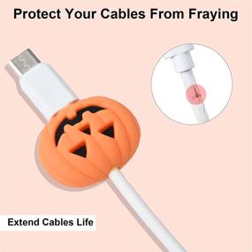 img 3 attached to 🔌 24 Pieces Charger Cable Protectors for Earphone - Cute Animal Fruit USB Charging Cable Saver with Spiral Tube Spring-Shaped Flexible Wire Guard