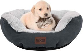 img 3 attached to 🐱 EXQ Home Soft Cat Beds for Indoor Cats and Small Dogs - Fluffy Calming Bed with Slip-Resistant Bottom - Plush Round Pet Beds - Machine Washable and Cozy