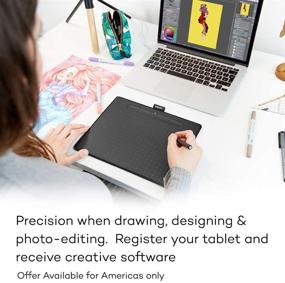 img 3 attached to 🖥️ Wacom Intuos Wireless Graphics Drawing Tablet (Medium) - Black with Pistachio Accent, for Mac, PC, Chromebook, and Android, with Included Software