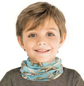 img 1 attached to 🦕 Stay Snug with Organic Adjustable Gaiter Pocket Dinosaur Girls' Accessories for Cold Weather