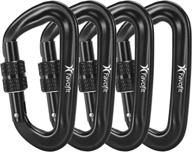 🏕️ favofit locking carabiner clips - 4 pack, 12kn (2697 lbs each) heavy duty carabiners for camping, hiking, outdoor & gym activities - small carabiners for dog leash & harness логотип