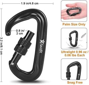 img 3 attached to 🏕️ Favofit Locking Carabiner Clips - 4 Pack, 12KN (2697 lbs Each) Heavy Duty Carabiners for Camping, Hiking, Outdoor & Gym Activities - Small Carabiners for Dog Leash & Harness