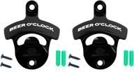 🍻 classic bar accessories - wall mounted bottle opener set (2 pcs black) for indoor, outdoor, bar, pool логотип