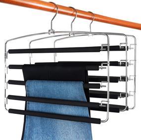 img 4 attached to TOPIA HANGER Swing Arm Slack Hanger 3 Pack, Non-Slip Foam Padded Pants Hangers, Space Saving Closet Organizer for Pants, Jeans, Trousers, Skirts, and Scarf - Black-CT27B