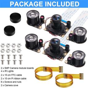 img 1 attached to High-Quality 1080P Webcam 5MP OV5647 Sensor: 2 Sets for Raspberry Pi Camera with Day & Night Vision, IR-Cut Filter, Focus Adjustment - Compatible with RPi 4 3 B B+ 2B 3A+ 2 1