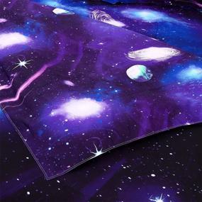 img 1 attached to 🌌 Набор постельного белья uxcell Galaxies Purple из 3 предметов - набор с 3D-принтом на космическую тематику - 100% полиэстер - двусторонний дизайн для кровати размера Queen - включает 1 покрывало, 2 наволочки