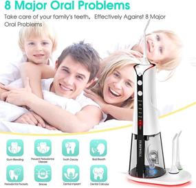 img 3 attached to 🦷 Portable Cordless Water Dental Flosser, 300ML Teeth Cleaner with 6 Modes, TUREWELL IPX7 Waterproof Oral Irrigator, Electric Water Dental Pick for Home/Travel/Braces (White)