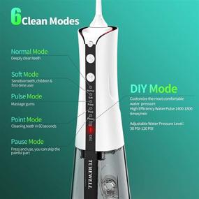 img 2 attached to 🦷 Portable Cordless Water Dental Flosser, 300ML Teeth Cleaner with 6 Modes, TUREWELL IPX7 Waterproof Oral Irrigator, Electric Water Dental Pick for Home/Travel/Braces (White)