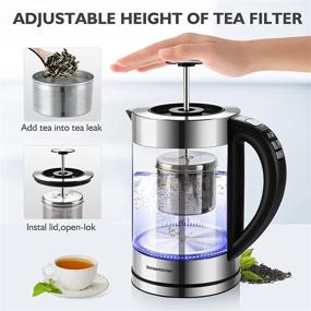 img 3 attached to ☕ 1.7L 1500W Electric Tea Kettle with Tea Infuser, Temperature Control, Borosilicate Glass Water Warmer, Digital Screen with LED Indicator Light, Overheat Protection