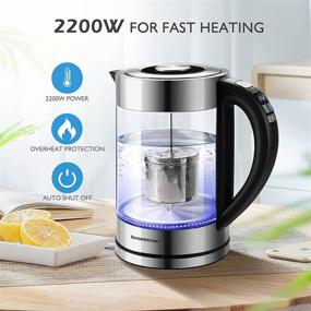 img 2 attached to ☕ 1.7L 1500W Electric Tea Kettle with Tea Infuser, Temperature Control, Borosilicate Glass Water Warmer, Digital Screen with LED Indicator Light, Overheat Protection