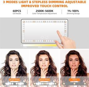 img 2 attached to 🚗 Enhanced Car Sun Visor Vanity Mirror: 2 Pcs Rechargeable Makeup Mirrors with 3 Light Modes & 60LEDs - Dimmable Clip-on Rear View Sun-Shading Cosmetic Mirror with Touchscreen, Universal for Truck SUV(Black)