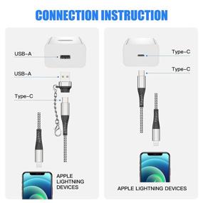 img 3 attached to 🔌 2-пак Apple MFI-сертифицированный шнур для зарядки iPhone - 6 футовый шнур Type C к Lightning для iPhone 13/12 Pro Max/11/ Mini/X/Xs/Xr, плюс переходник USB C Female to USB A Male с брелоком