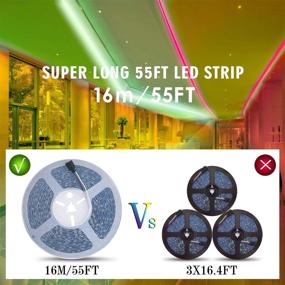 img 2 attached to 🌈 55ft/16M LED Strip Light RGB SMD 480 LEDs Non Waterproof Tape Light with Remote Control - Perfect for Room, Kitchen, and Party Decorations