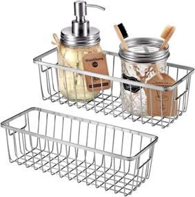 img 4 attached to SheeChung 2 Pack Farmhouse Metal Wire Storage Organizer Bins - Ideal for Cabinets, Shelves, Closets, Vanity Countertops, & More!