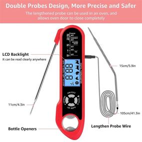 img 3 attached to 🍖 Multi-Functional Meat Thermometer with Dual Probe, Digital Display, Corkscrew, and Alarm Function Backlight - Ideal for Cooking, Grilling, Frying, Baking, Oven, Turkey, Steak