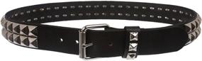 img 2 attached to 🖤 Black Leather Men's Accessories and Belts with Silver Studs