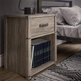 img 4 attached to Nova 1-Drawer Gray Oak Nightstand with Storage by Little Seeds